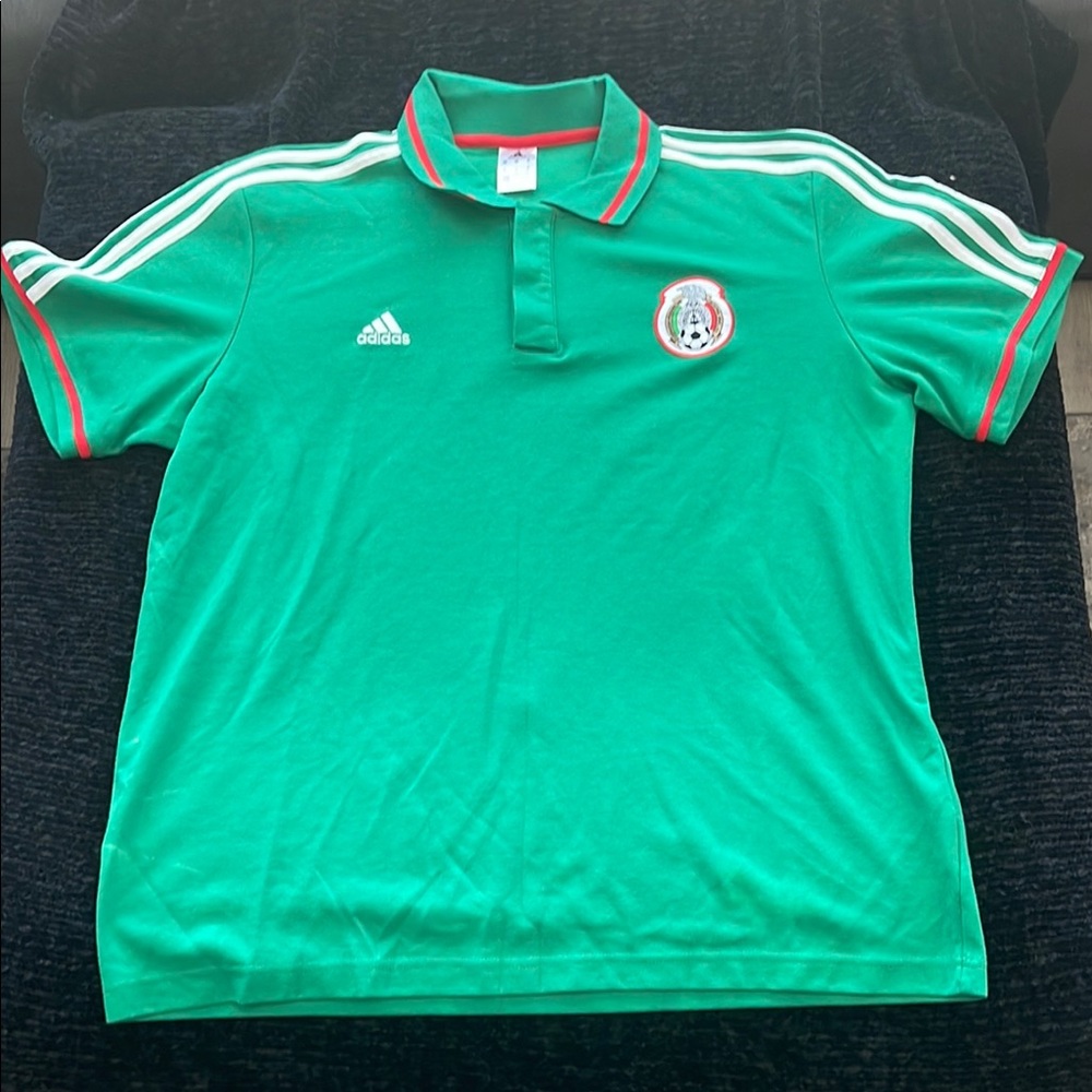 Adidas Mexico Green Polo Shirt with Logo